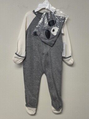 Robeez Racoon One Piece Organic Cotton Black Gray 6 - 9 Months